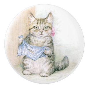 Beatrix Potter, bouton en céramique de chaton de