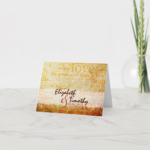 Beau 1 carte de remerciements des Corinthiens 13 -