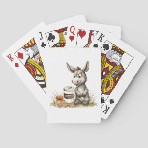 Beau Âne Avec Cartes De Jeu De Café