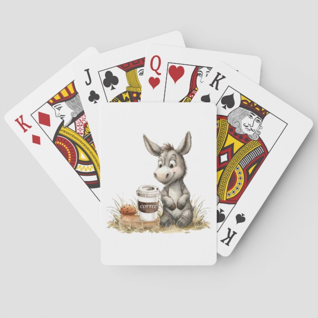 Beau Âne Avec Cartes De Jeu De Café (dos)