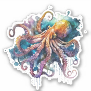 Beau Aquarelle Octopus Vinyl Sticker