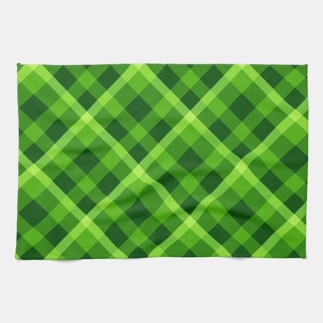 Beau arbre vert Plaid serviette de cuisine (Horizontal)