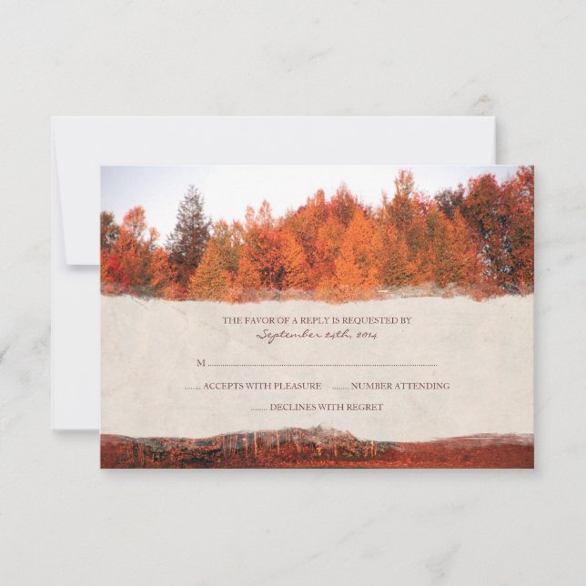 Beau arbres d'automne Faire-part de mariage rsvp (Devant)