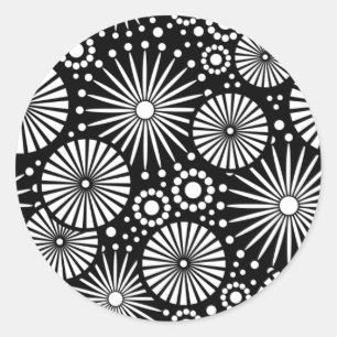 Beau Autocollant noir et blanc rétro