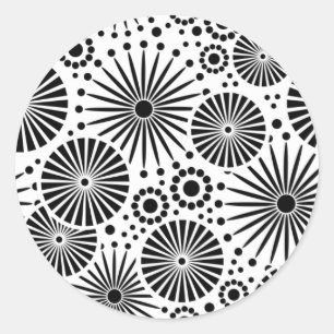 Beau Autocollant noir et blanc rétro