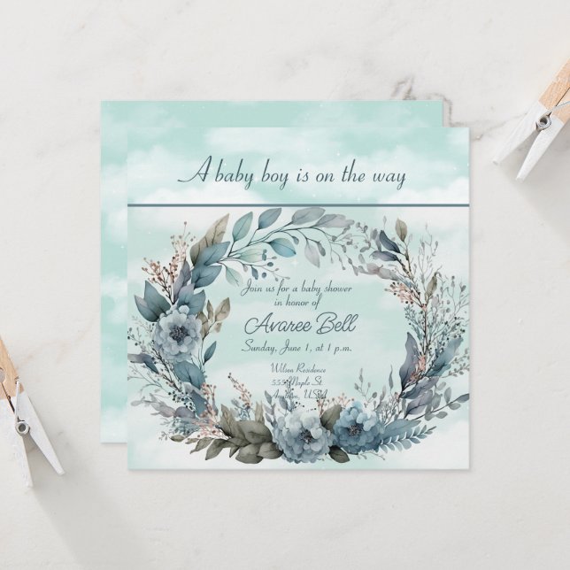 Beau Baby shower Garçon (Devant/Arrière en situation)