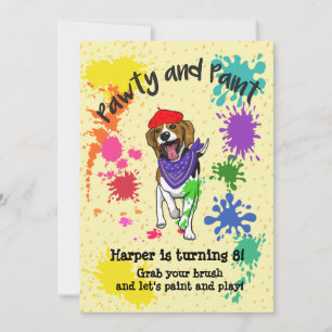Beau Beagle Dog Fun Art Invitation d'anniversaire