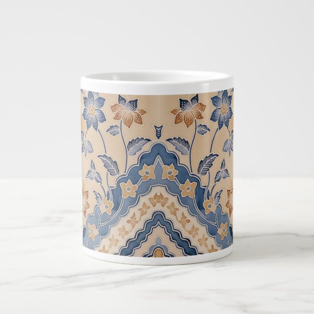 Beau Bleu Beige Batik Jardin Spécialité Mug (Devant)