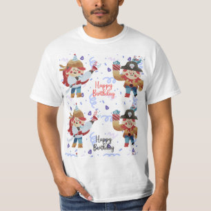 Beau bleu et rouge thème pirate T-shirt