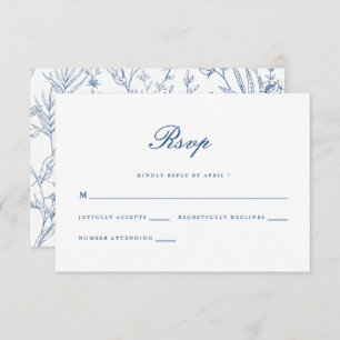 Beau bleu Floral classique mariage Rsvp