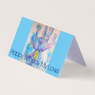 Beau bleu Iris Peinture Love Carte Anniversaire
