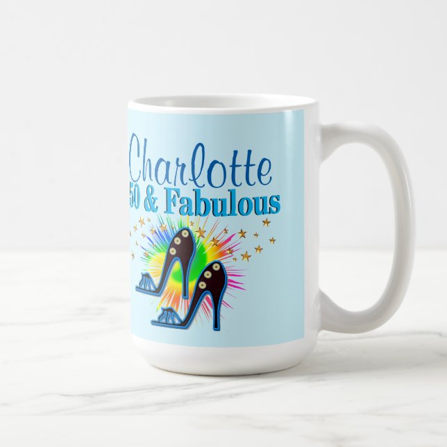 BEAU BLEU PERSONNALISÉ 50E ANNIVERSAIRE MUG (Droite)