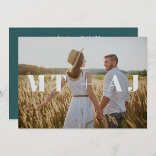 Beau bleu Turquoise Monogramme Mariage photo