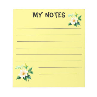 Beau bloc-notes de fleurs d'aquarelle