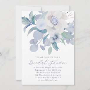 Beau Blue Floral nuptiale Invitation douche