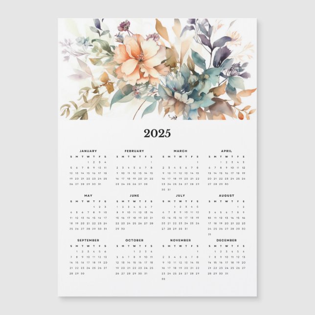 Beau bouquet floral 2025 Calendrier magnétique (Devant)
