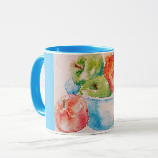 Beau Bowl of Red Apples Watercolor Mug (Devant gauche)