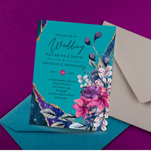 Beau BUDGET Purple Turquoise Floral Agate Mariage