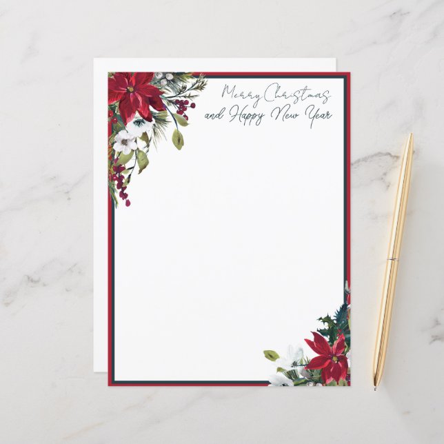 Beau cadre poinsettia Noël (Devant/Arrière en situation)