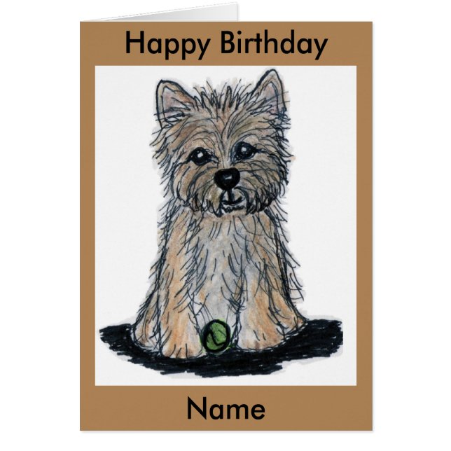 Beau Caïn Terrier avec la carte d'anniversaire de (Devant)