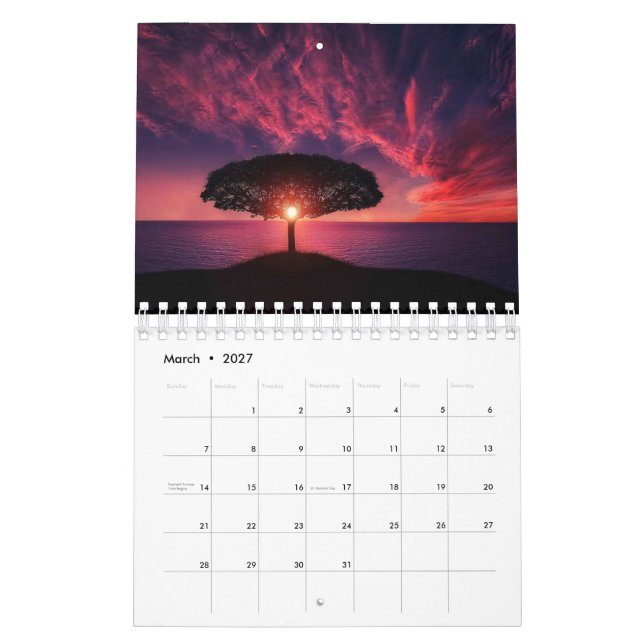 Beau calendrier des couchers de soleil (Mar 2027)