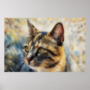 Beau Calico Cat Art Poster Amoureux des chats