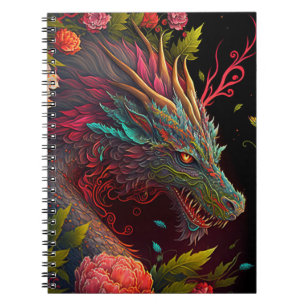 Beau Carnet de Dragon Floral
