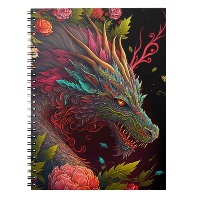 Beau Carnet de Dragon Floral (Devant)