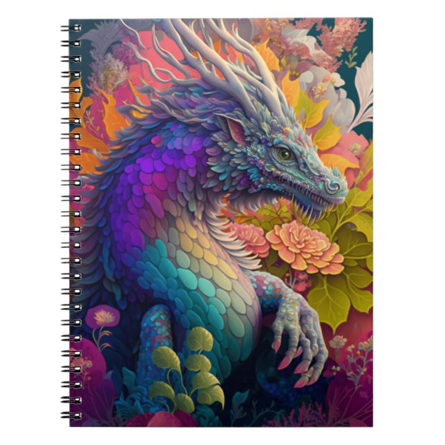 Beau Carnet de Dragon Floral (Devant)