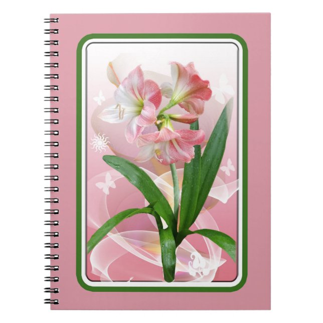 Beau Carnet Floral à thème Amaryllis (Devant)