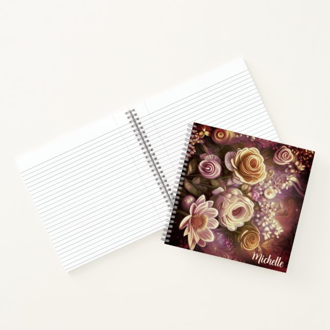 Beau Carnet Motif de fleurs acryliques (Intérieur)