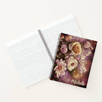 Beau Carnet Motif de fleurs acryliques