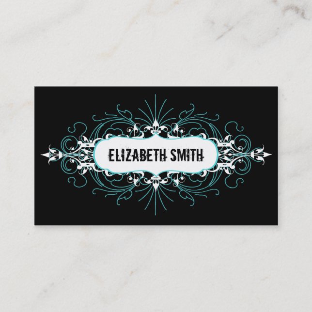 Beau carte de visite gothique Teal/noir (Devant)