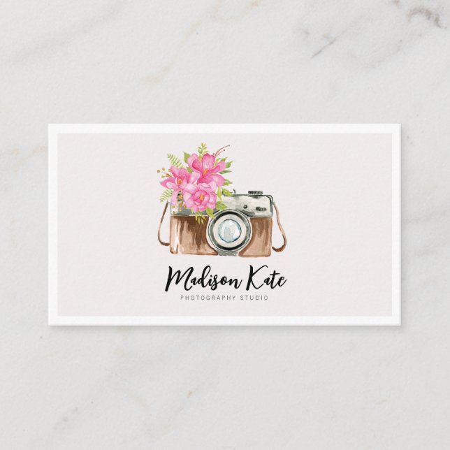 Beau Cartes de visite de caméra aquarelle (Devant)