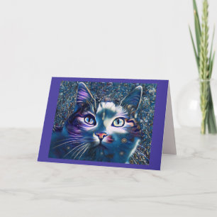 Beau chat au clair de lune Carte de voeux pliée