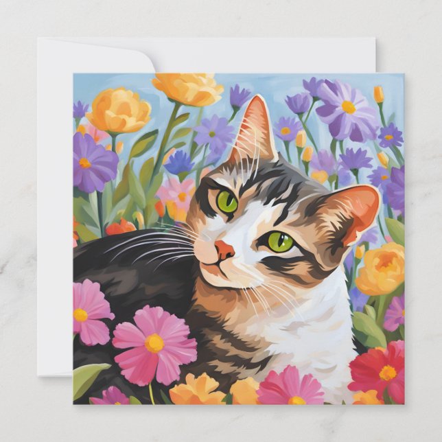 Beau chat avec fleurs (Devant)