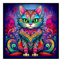Beau Chat avec Mandala design Poster