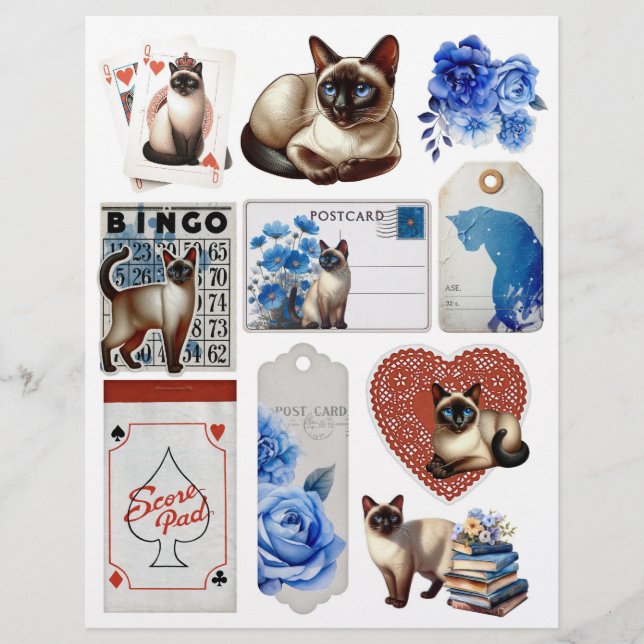 Beau chat siamois Ephemera Vintage (Devant)