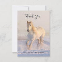 Beau Cheval Blanc courir en Merci de neige