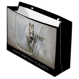Beau cheval blanc Grand sac cadeau