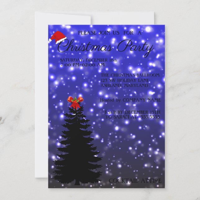 Beau Cool Bleu Arbre de Noël Invitation (Devant)