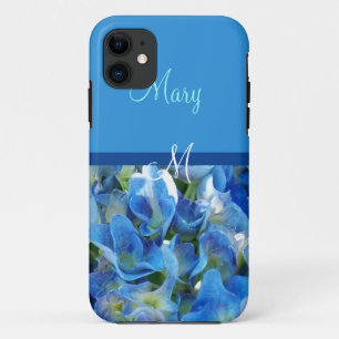 Beau coque de fleurs hydrangées bleues