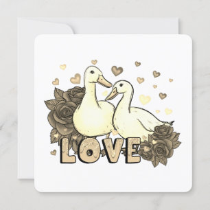 Beau Couple de colombe amoureux avec Rose