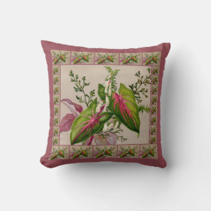 Beau Coussin d'art floral victorien