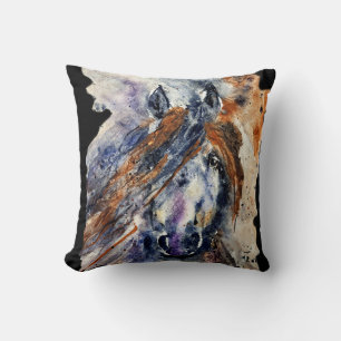 Beau Coussin d'art hippique Appaloosa sauvage