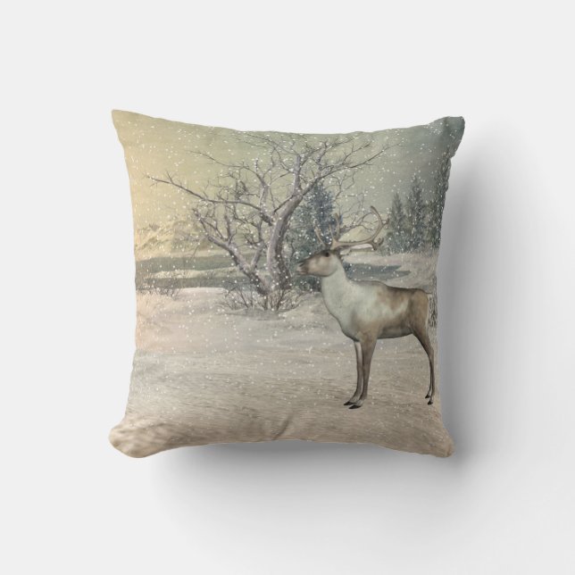 Beau coussin de cerfs communs d'hiver (Recto)