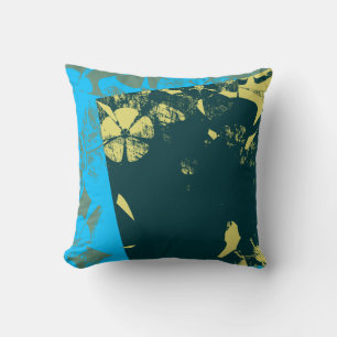 Beau Coussin de fleurs vintage vert foncé