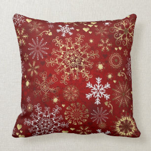 Beau Coussin de Noël rouge, blanc et doré