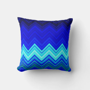 Beau Coussin décoratif bleu Chevron