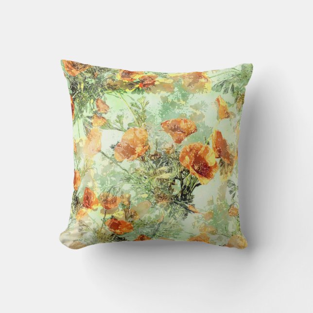 Beau coussin design coquelicot (Recto)